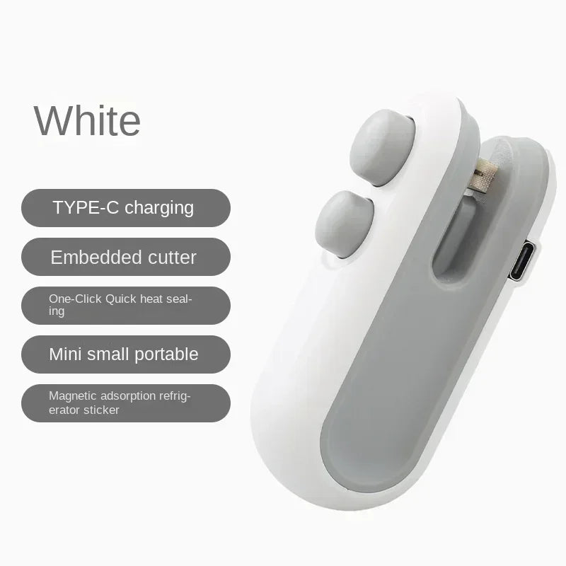 Mini Bag Sealer Rechargeable 2 in 1 Bag Sealer Heat Seal with Cutter and Magnet Bag Resealer Machine for Plastic Snack Bags