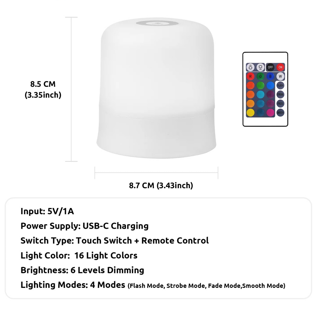 Touch Night Light Rechargeable Remote Control Night Light RGB Dimmable Table Lamp Ambient Light for Bedroom Living Room
