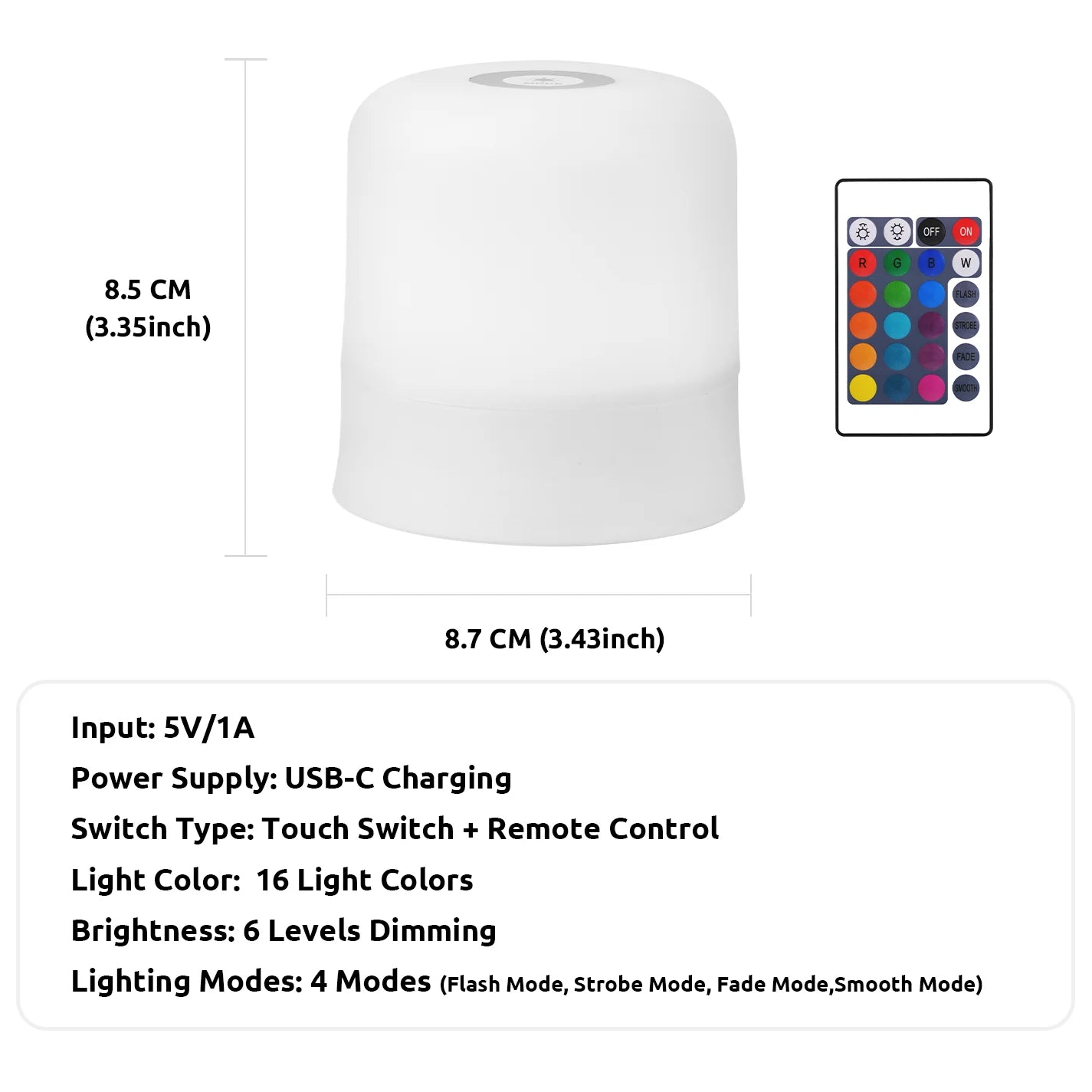Touch Night Light Rechargeable Remote Control Night Light RGB Dimmable Table Lamp Ambient Light for Bedroom Living Room