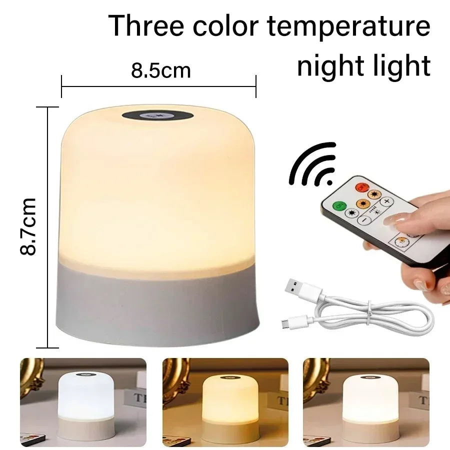 Touch Night Light Rechargeable Remote Control Night Light RGB Dimmable Table Lamp Ambient Light for Bedroom Living Room
