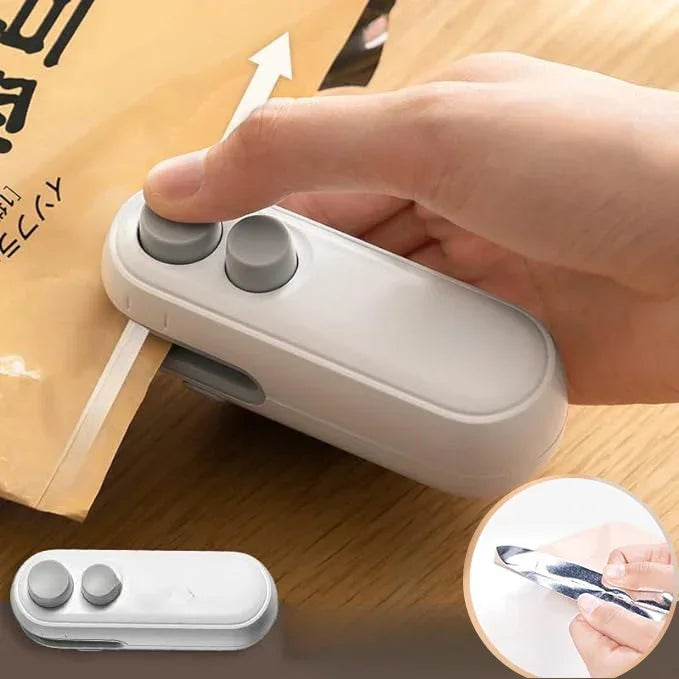 Mini Bag Sealer Rechargeable 2 in 1 Bag Sealer Heat Seal with Cutter and Magnet Bag Resealer Machine for Plastic Snack Bags
