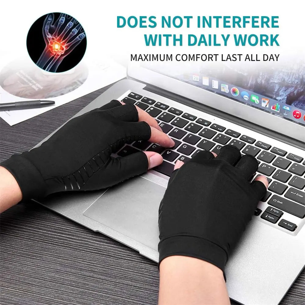 Copper Compression Arthritis Gloves, Best Copper Infused Fingerless Gloves,Healing for Arthritis,Pain Relief,Carpal Tunnel Aches