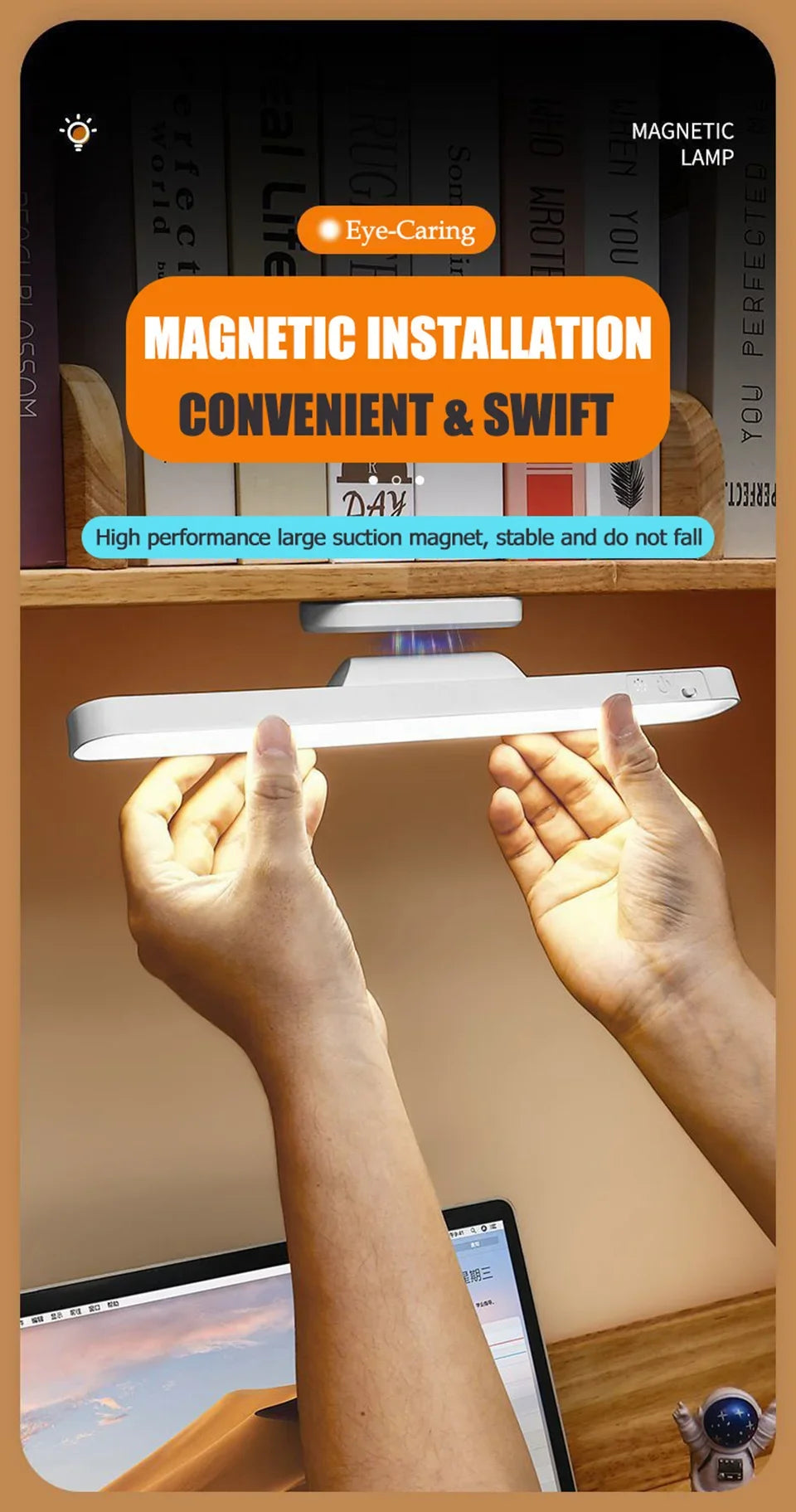 Remote LED Desk Lamp Magnetic Hanging Night Light USB Rechargeable Table Lamp 3 Colors Reading Light For Cabinet Closet Wardrobe NOTE this product is unavailable for Ireland