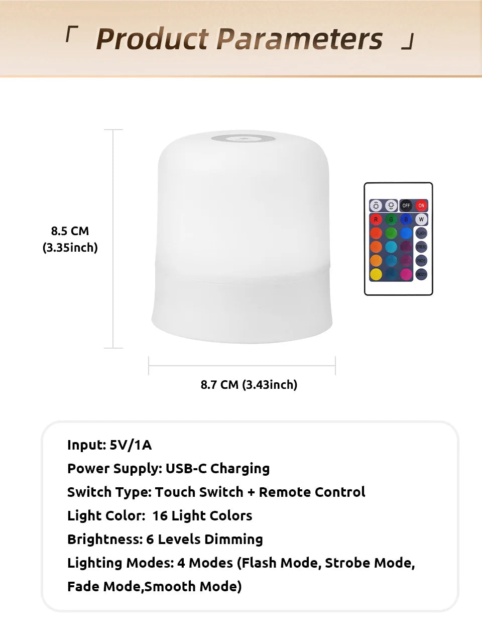 Touch Night Light Rechargeable Remote Control Night Light RGB Dimmable Table Lamp Ambient Light for Bedroom Living Room