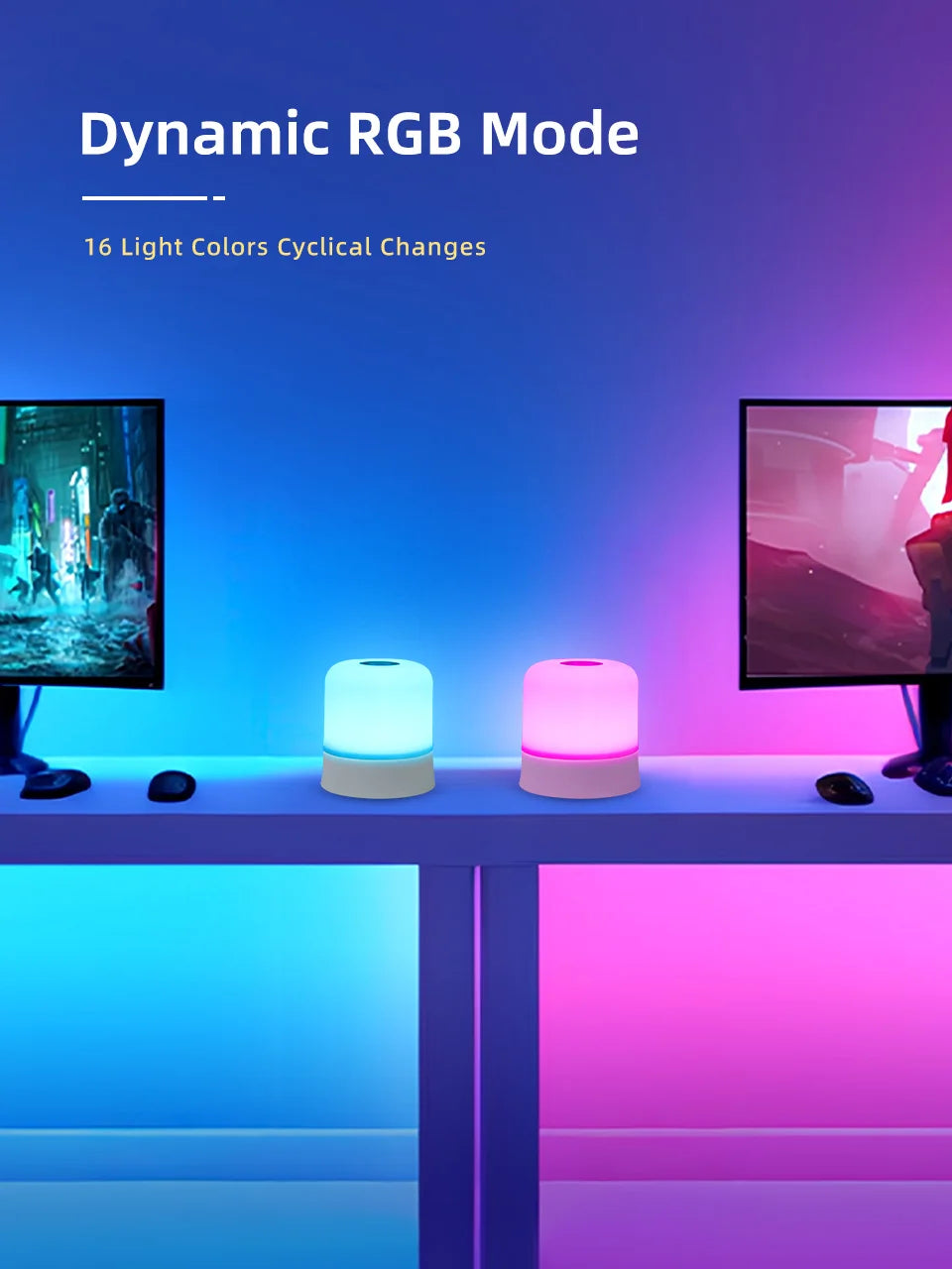 Touch Night Light Rechargeable Remote Control Night Light RGB Dimmable Table Lamp Ambient Light for Bedroom Living Room