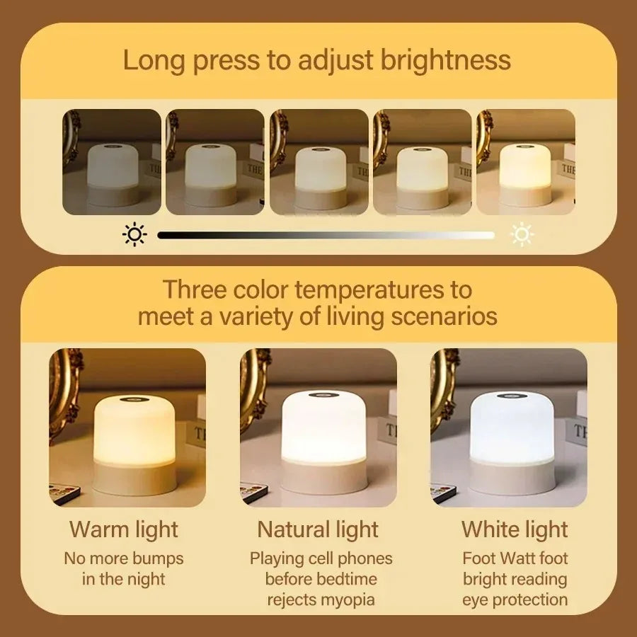 Touch Night Light Rechargeable Remote Control Night Light RGB Dimmable Table Lamp Ambient Light for Bedroom Living Room